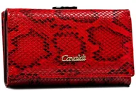 Portfele - Średniej wielkości czerwona portmonetka damska na zatrzask i bigiel 4U CAVALDI skóra naturalna i ekologiczna portfel poziomy rozbudowany na karty oc.. - miniaturka - grafika 1