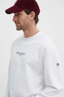 Bluzy męskie - North Sails bluza bawełniana męska kolor biały z nadrukiem 691226 - grafika 1