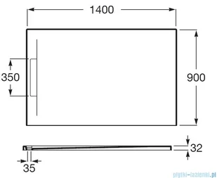 Roca Pyros 140x90cm brodzik prostokątny konglomeratowy czarny AP90157838401400 | - Brodziki prysznicowe - miniaturka - grafika 2