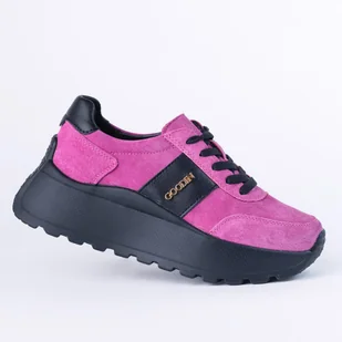 Sneakersy damskie skórzane GOODIN GD-124 skóra zamsz platforma fuksja 38 - Półbuty damskie Sneakersy damskie skórzane GOODIN GD-124 skóra zamsz platforma fuksja 38 - Półbuty damskie - miniaturka - grafika 1