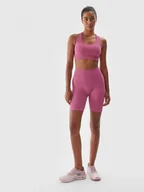 Spodnie sportowe damskie - Damskie legginsy kolarki treningowe 4F 4FWAW24TFSHF710 - różowe - miniaturka - grafika 1