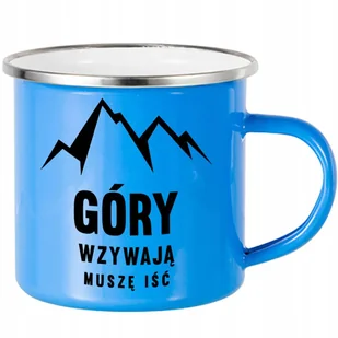 KUBEK STALOWY Emaliowany NIEBIESKI Tatry Góry Wzywają dal Taternika Wzory - Kubki - miniaturka - grafika 1