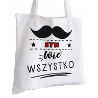 Torby i wózki na zakupy - Torba Bawełniana biała dla Syna Na Prezent ekologiczna Trwały Nadruk - miniaturka - grafika 1