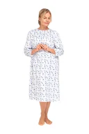 Bielizna nocna - KOSZULA NOCNA DAMSKA XL RĘKAW 7/8 BAWEŁNIANA ROZPINANA NIEBIESKA DMUCHAWCE - miniaturka - grafika 1