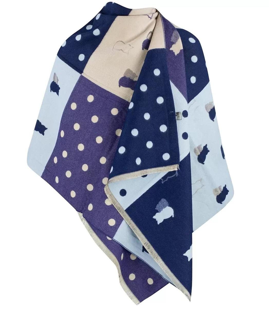 Ciepły szal szalik groszki koty patchwork dzianina