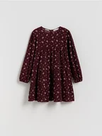 Sukienki i spódniczki dla dziewczynek - Reserved - Wzorzysta sukienka - bordowy - miniaturka - grafika 1