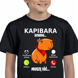 ŚMIESZNA KOSZULKA KAPIBARA DZWONI 128 3283 CZARNA - Moda i Uroda OUTLET - miniaturka - grafika 1