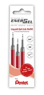 Długopisy - Pentel LRN5-3B wkład uzupełniający do długopisów EnerGel, 0,5 kulki, grubość kreski 0,25 mm, końcówka igły, 3 sztuki, czerwony - miniaturka - grafika 1