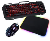 Zestawy myszka + klawiatura - Zestaw Blow klawiatura z podświetleniem LED RED COLD STEEL + mysz + podkładka - miniaturka - grafika 1