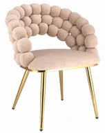 Krzesła - Beżowe welurowe krzesło na złotym stelażu G9-A31 - miniaturka - grafika 1
