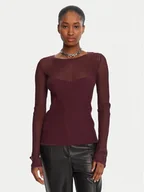 Swetry damskie - Patrizia Pepe Sweter 8K0305/K143-M536 Bordowy Regular Fit - miniaturka - grafika 1