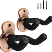 Zawiasy, okucia i inne akcesoria - Zestaw 2 metalowych wieszaków ściennych na gitarę z ochronną gąbką, kompatybilnych ze wszystkimi typami główek/brąz czerwony - miniaturka - grafika 1