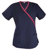 Odzież medyczna - Granatowa bluza medyczna z lamówką amarant 38 - miniaturka - grafika 1