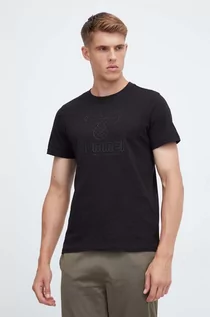 Koszulki męskie - Hummel t-shirt bawełniany kolor czarny z nadrukiem - grafika 1