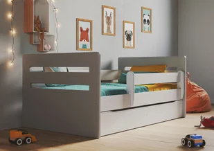 Kocot Kids Łóżko TOMI MIX 160x80 białe/szare dziecięce z barierką i szufladą Kocot Kids - Łóżka dla dzieci i młodzieży - miniaturka - grafika 1