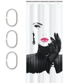 Zasłony prysznicowe - Zasłona prysznicowa Estiva tekstylna 180x200 wzór BLACK WOMEN/MADAME - miniaturka - grafika 1