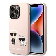 Etui i futerały do telefonów - Karl Lagerfeld Obudowa dla telefonów komórkowych MagSafe Liquid Silicone Karl and Choupette na Apple iPhone 14 Pro Max KLHMP14XSSKCI Różowy - miniaturka - grafika 1