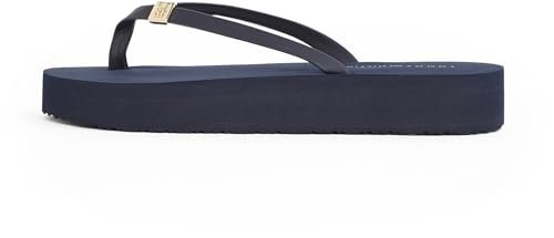 TOMMY HILFIGER Damskie japonki ELEVATED CHIC BEACH SANDAL, NIEBIESKIE (Space Blue), 38 EU, Niebieski kosmiczny niebieski, 38 EU