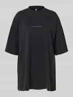 Koszulki i topy damskie - T-shirt o kroju oversized z nadrukiem z logo - miniaturka - grafika 1