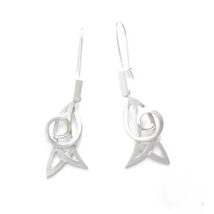 Kolczyki srebrne - Luna biała III - Kolczyki - miniaturka - grafika 1