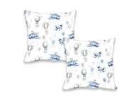 Pościel dla dzieci - 2 PACK - Poszewka 40x40 cm NA SUWAK BAWEŁNA 100% SAMOLOTY BŁĘKIT - miniaturka - grafika 1
