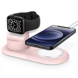 Uchwyt do ładowarki do MagSafe 2w1 Alogy stojak do Apple Watch/ iPhone 12 13 Różowy - Akcesoria do smartwatchy - miniaturka - grafika 2