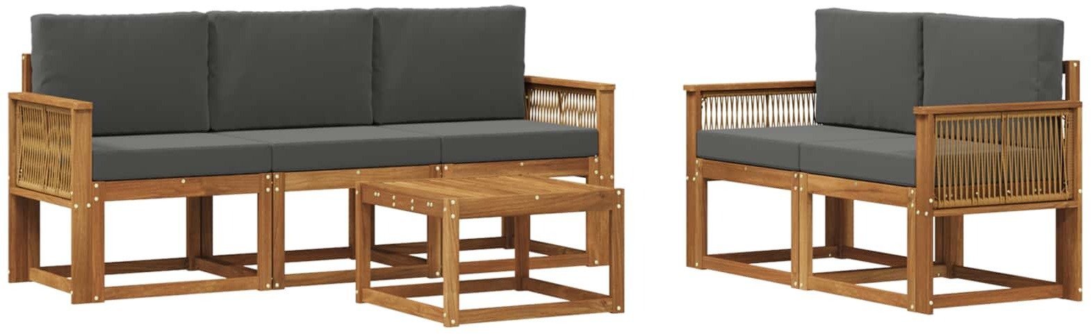 vidaXL Zestaw sof na zewnątrz 6 pcs Naturalny i Antracytowy Poliester