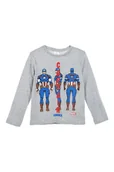 Bluzki damskie - Bluzka dla chłopca, długi rękaw, Avengers, Kapitan Ameryka, Marvel, bawełna, wiskoza, kolor szary, rozmiar 128 cm - miniaturka - grafika 1