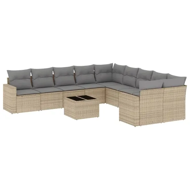 Zestaw mebli ogrodowych z rattanu PE, beżowy, wymiary: 62x62x69 cm, 55x62x