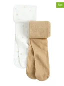 Rajstopy dziecięce - COOL CLUB Rajstopy (2 pary) w kolorze beżowym i białym - miniaturka - grafika 1