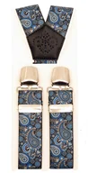 Dodatki do ubrań - Granatowo - niebieskie szelki do spodni w paisley SZ182 - miniaturka - grafika 1