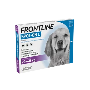 Frontline Frontline Spot On Pies L 20-40 kg trójpak L 3x2,68 ml - Artykuły przeciw pasożytom - miniaturka - grafika 1