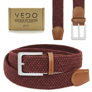 PASEK Pleciony MĘSKI do Spodni RUBB Elastyczny Gumowy BORDOWY Pako Jeans - Paski - miniaturka - grafika 1