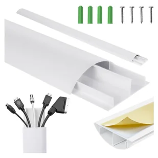 Listwa maskująca do kabli Maclean MC-814 W, 62x20x750mm, aluminiowa, biała - Maskownice do kabli - miniaturka - grafika 1