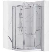 Kabiny prysznicowe - Chromowana asymetryczna kabina prysznicowa z brodzikiem rozsuwana 100x80 cm Look Rea Prawa - miniaturka - grafika 1