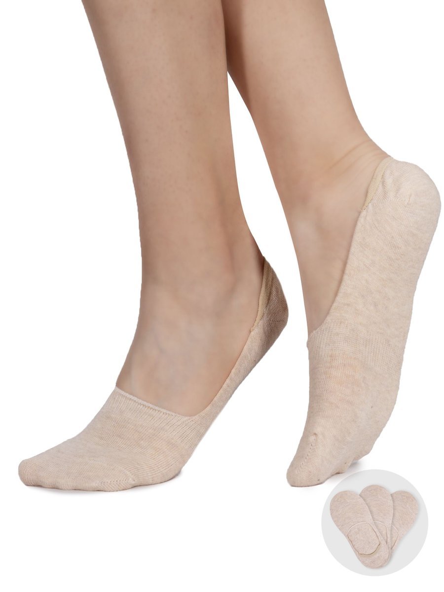 Skarpety stopki dziewczęce skarpetki gładkie beżowe 3pak 31-34 yoclub