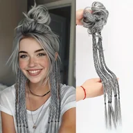Pozostałe akcesoria fryzjerskie - TEMU Długi, srebrzysto-szary, zaczesany koński ogon dla kobiet - włókno o wysokiej temperaturze, naturalny wygląd, łatwe do przyklejenia, codzienny - miniaturka - grafika 1