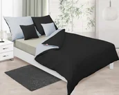 Pościel - Pościel dwustronna 220x200 satynowa Double Face jasnoszara + czarna Matex - miniaturka - grafika 1