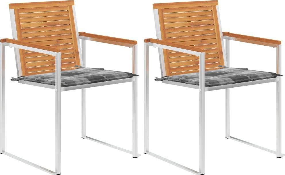 vidaXL vidaXL Krzesła ogrodowe z poduszkami, 2 szt., drewno akacjowe i stal