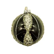 Bombki - Bombka szklana zdobiona czarna 8 cm - miniaturka - grafika 1