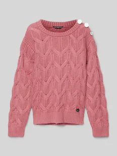 Sweter z dzianiny z okrągłym dekoltem - Swetry dla dziewczynek - miniaturka - grafika 1