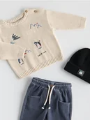 Bluzki dla niemowląt - Reserved - Sweter z haftem - beżowy - miniaturka - grafika 1