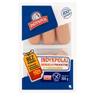 Kiełbasa i wędliny - Indykpol Indykpolki Serdelki pikantne z cheddarem 300 g - miniaturka - grafika 1