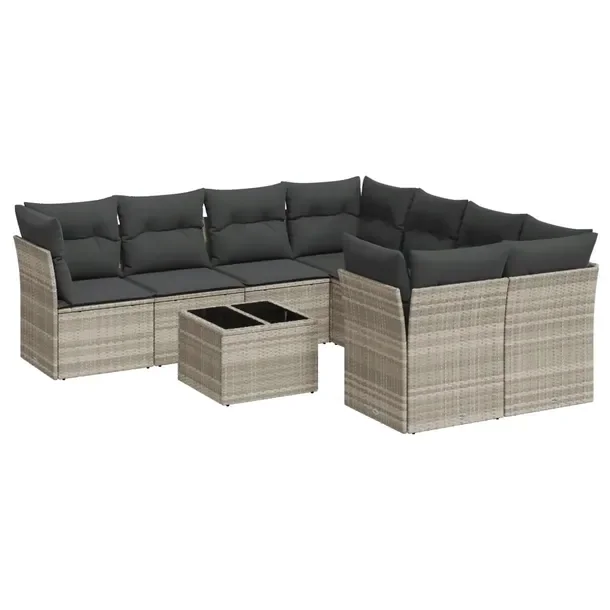 Zestaw mebli ogrodowych modułowych jasnoszary rattan PE, wymiary 62x62x69