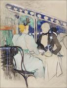 Plakaty - Galeria Plakatu, Plakat, Fashionable People at Les Ambassadeurs, Henri De Toulouse-Lautrec, 59,4x84,1 cm - miniaturka - grafika 1