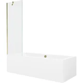 Wanny - Mexen Cube wanna prostokątna 180 x 80 cm z obudową i parawanem 1-skrzydłowym 60 cm, transparent, złoty - miniaturka - grafika 1