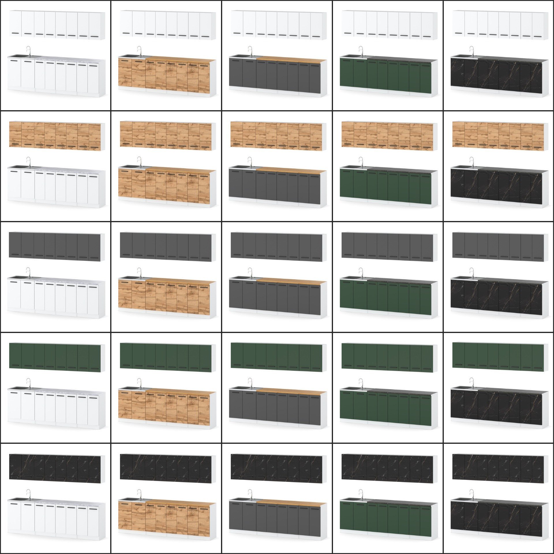 Meble Kuchenne Nowoczesne Modułowe Vero 2.6m Butelkowa Zieleń Biały Mat