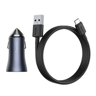 Baseus Golden Contactor Pro szybka ładowarka samochodowa 2x USB 40 W Quick Charge SCP FCP AFC + kabel USB - USB Typ C szary (TZCCJD-A0G) - Kable USB - miniaturka - grafika 12
