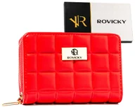 Portfele - Mały portfel damski Rovicky na zatrzask kompaktowa pikowana portmonetka na suwak, czerwony - miniaturka - grafika 1