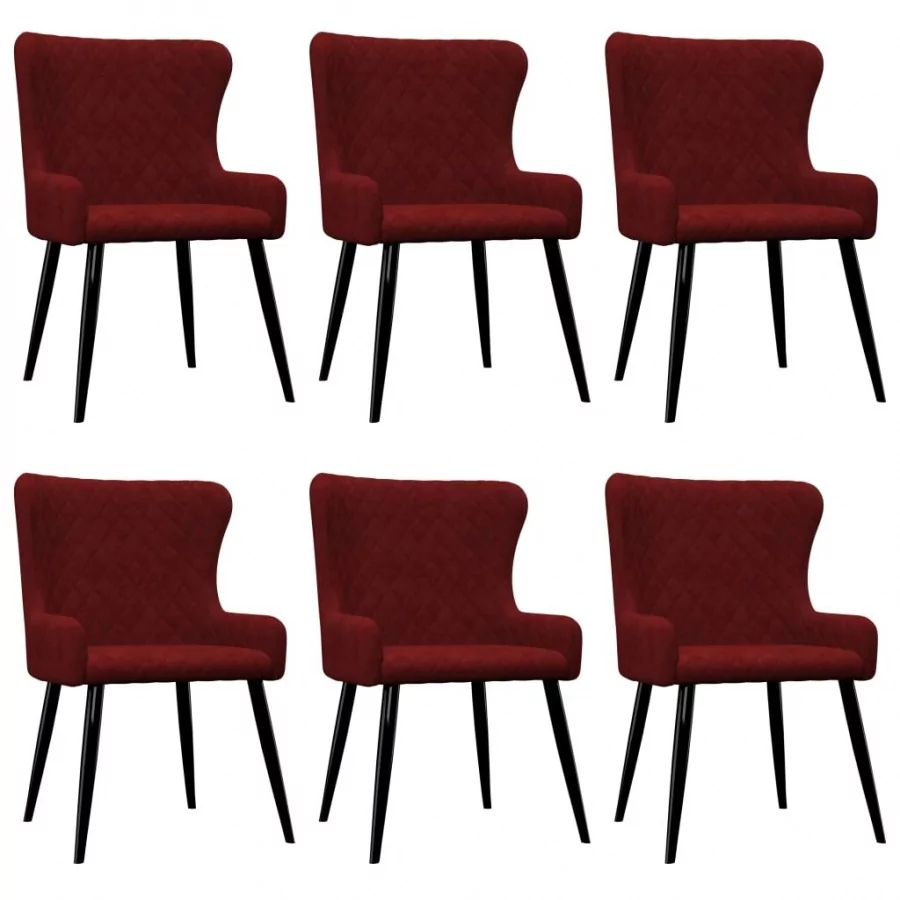 vidaXL Krzesła jadalniane, 6 szt., czerwone, aksamitne Krzesła jadalniane, 6 szt., czerwone, aksamitne
